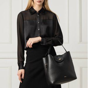 Furla NET LEATHER SHOULDER BAG TOTE in NERO BLACK (nwot)